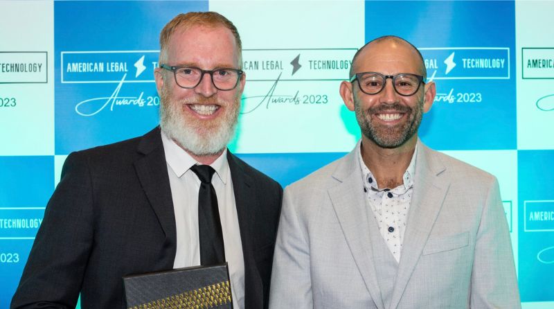 ELC's Jamie Maclaren and Matt Canzer accept 2023 American Legal Tech Award for Access to Justice